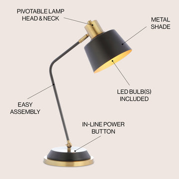 Rochelle 23" Metal LED Task Lamp - JONATHAN Y
